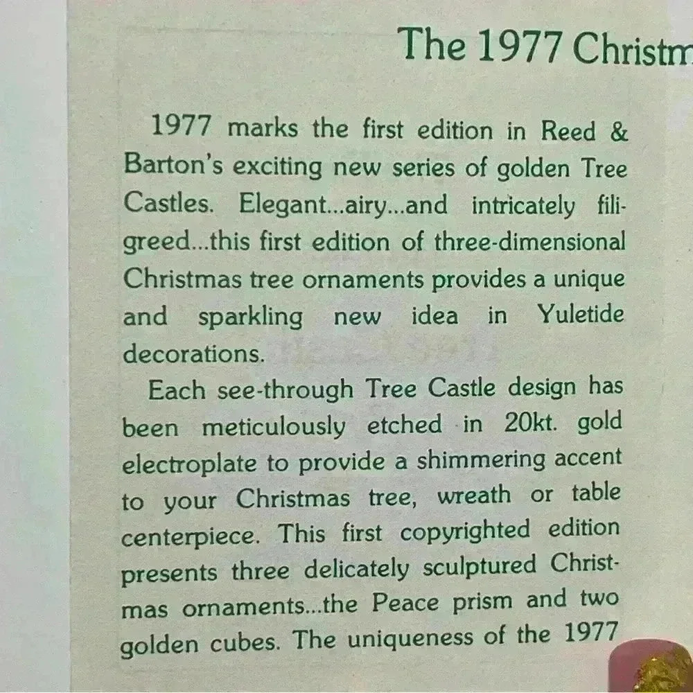 Reed & Barton 20k Gold Plated Ornament- 1977 Christmas Holiday Peace w Dove - Picture 9 of 16